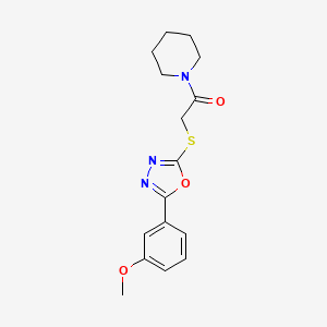 molecular formula C16H19N3O3S B2379602 2-((5-(3-Methoxyphenyl)-1,3,4-oxadiazol-2-yl)thio)-1-(piperidin-1-yl)ethanone CAS No. 484695-59-2