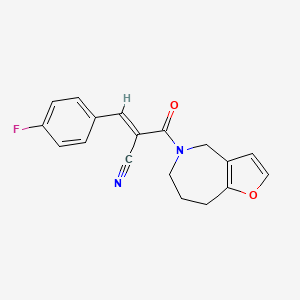 molecular formula C18H15FN2O2 B2379603 (E)-3-(4-Fluorophenyl)-2-(4,6,7,8-tetrahydrofuro[3,2-c]azepine-5-carbonyl)prop-2-enenitrile CAS No. 2305570-97-0