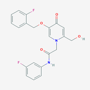 2-(5-((2-fluorobenzyl)oxy)-2-(hydroxymethyl)-4-oxopyridin-1(4H)-yl)-N-(3-fluorophenyl)acetamide