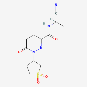molecular formula C12H16N4O4S B2379675 N-(1-Cyanoethyl)-1-(1,1-dioxothiolan-3-yl)-6-oxo-4,5-dihydropyridazine-3-carboxamide CAS No. 2224244-66-8