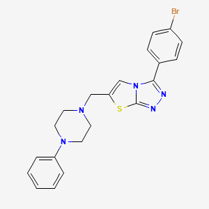 molecular formula C21H20BrN5S B2379679 3-(4-溴苯基)-6-[(4-苯基哌嗪-1-基)甲基][1,3]噻唑并[2,3-c][1,2,4]三唑 CAS No. 851081-31-7