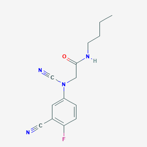 molecular formula C14H15FN4O B2379680 N-丁基-2-(N,3-二氰基-4-氟苯胺基)乙酰胺 CAS No. 1385426-01-6