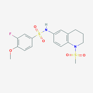 molecular formula C17H19FN2O5S2 B2379681 3-氟-4-甲氧基-N-(1-甲磺酰基-3,4-二氢-2H-喹啉-6-基)苯磺酰胺 CAS No. 1005294-09-6