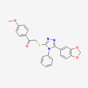 molecular formula C24H19N3O4S B2379683 2-((5-(benzo[d][1,3]dioxol-5-yl)-4-phenyl-4H-1,2,4-triazol-3-yl)thio)-1-(4-methoxyphenyl)ethanone CAS No. 325694-33-5