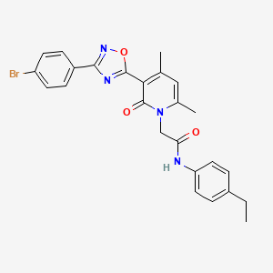 molecular formula C25H23BrN4O3 B2379687 2-(3-(3-(4-bromophenyl)-1,2,4-oxadiazol-5-yl)-4,6-dimethyl-2-oxopyridin-1(2H)-yl)-N-(4-ethylphenyl)acetamide CAS No. 1359385-86-6