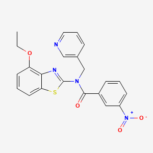 molecular formula C22H18N4O4S B2379698 N-(4-ethoxybenzo[d]thiazol-2-yl)-3-nitro-N-(pyridin-3-ylmethyl)benzamide CAS No. 895007-21-3