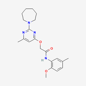 molecular formula C21H28N4O3 B2379705 2-((2-(azepan-1-yl)-6-methylpyrimidin-4-yl)oxy)-N-(2-methoxy-5-methylphenyl)acetamide CAS No. 1226428-60-9