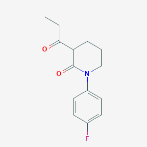 molecular formula C14H16FNO2 B2379716 1-(4-氟苯基)-3-丙酰基哌啶-2-酮 CAS No. 2241128-66-3