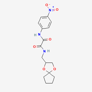 molecular formula C16H19N3O6 B2379719 N1-(1,4-dioxaspiro[4.4]nonan-2-ylmethyl)-N2-(4-nitrophenyl)oxalamide CAS No. 899734-31-7
