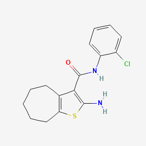 molecular formula C16H17ClN2OS B2379721 2-氨基-N-(2-氯苯基)-5,6,7,8-四氢-4H-环庚并[b]噻吩-3-甲酰胺 CAS No. 312949-33-0