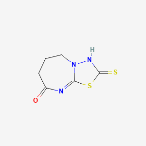 molecular formula C6H7N3OS2 B2379733 2-Sulfanylidene-3,5,6,7-tetrahydro-[1,3,4]thiadiazolo[3,2-a][1,3]diazepin-8-one CAS No. 887201-49-2