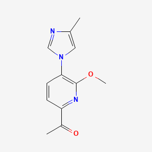 molecular formula C12H13N3O2 B2379742 1-[6-Methoxy-5-(4-methylimidazol-1-yl)pyridin-2-yl]ethanone CAS No. 1242313-72-9