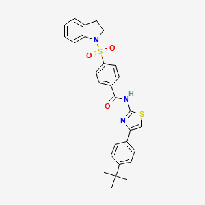 molecular formula C28H27N3O3S2 B2379745 N-(4-(4-(叔丁基)苯基)噻唑-2-基)-4-(吲哚-1-基磺酰基)苯甲酰胺 CAS No. 441290-25-1