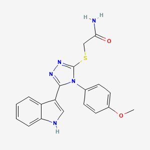 molecular formula C19H17N5O2S B2379751 2-((5-(1H-吲哚-3-基)-4-(4-甲氧基苯基)-4H-1,2,4-三唑-3-基)硫代)乙酰胺 CAS No. 852145-66-5