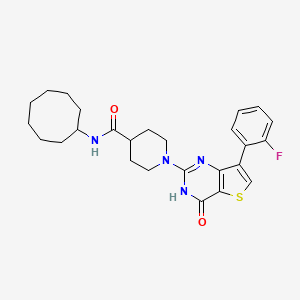 molecular formula C26H31FN4O2S B2379752 N-环辛基-1-[7-(2-氟苯基)-4-氧代-3,4-二氢噻吩并[3,2-d]嘧啶-2-基]哌啶-4-甲酰胺 CAS No. 1251623-11-6