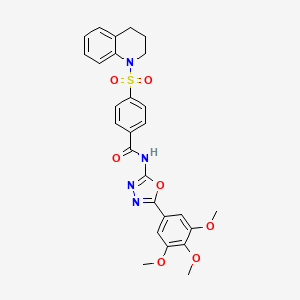 molecular formula C27H26N4O7S B2379754 4-((3,4-dihydroquinolin-1(2H)-yl)sulfonyl)-N-(5-(3,4,5-trimethoxyphenyl)-1,3,4-oxadiazol-2-yl)benzamide CAS No. 533871-45-3