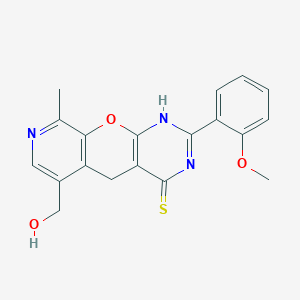 molecular formula C19H17N3O3S B2379755 6-(hydroxymethyl)-2-(2-methoxyphenyl)-9-methyl-3H-pyrido[4',3':5,6]pyrano[2,3-d]pyrimidine-4(5H)-thione CAS No. 875659-23-7