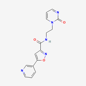 molecular formula C15H13N5O3 B2379756 N-(2-(2-oxopyrimidin-1(2H)-yl)ethyl)-5-(pyridin-3-yl)isoxazole-3-carboxamide CAS No. 2194846-07-4