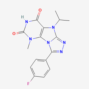molecular formula C16H15FN6O2 B2379757 3-(4-氟苯基)-9-异丙基-5-甲基-5H-[1,2,4]三唑并[4,3-e]嘌呤-6,8(7H,9H)-二酮 CAS No. 921575-15-7