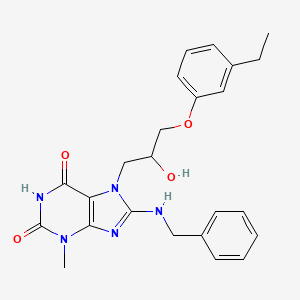 molecular formula C24H27N5O4 B2379765 8-(benzylamino)-7-(3-(3-ethylphenoxy)-2-hydroxypropyl)-3-methyl-1H-purine-2,6(3H,7H)-dione CAS No. 941873-47-8