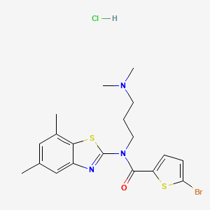 molecular formula C19H23BrClN3OS2 B2379774 5-溴-N-(3-(二甲氨基)丙基)-N-(5,7-二甲基苯并[d]噻唑-2-基)噻吩-2-甲酰胺盐酸盐 CAS No. 1052537-34-4