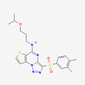 molecular formula C21H25N5O3S2 B2379775 3-((3,4-二甲苯基)磺酰基)-N-(3-异丙氧基丙基)噻吩并[2,3-e][1,2,3]三唑并[1,5-a]嘧啶-5-胺 CAS No. 892735-12-5