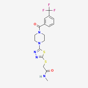 B2379776 N-methyl-2-((5-(4-(3-(trifluoromethyl)benzoyl)piperazin-1-yl)-1,3,4-thiadiazol-2-yl)thio)acetamide CAS No. 1105226-02-5
