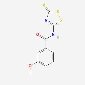B2379778 3-methoxy-N-(3-thioxo-3H-1,2,4-dithiazol-5-yl)benzenecarboxamide CAS No. 306980-77-8