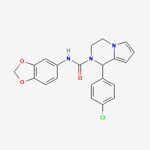 molecular formula C21H18ClN3O3 B2379819 N-(benzo[d][1,3]dioxol-5-yl)-1-(4-chlorophenyl)-3,4-dihydropyrrolo[1,2-a]pyrazine-2(1H)-carboxamide CAS No. 900001-70-9