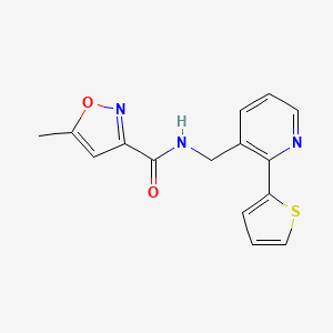 molecular formula C15H13N3O2S B2379821 5-methyl-N-((2-(thiophen-2-yl)pyridin-3-yl)methyl)isoxazole-3-carboxamide CAS No. 2034576-16-2