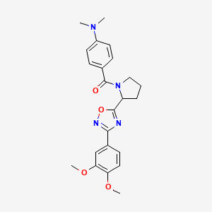 molecular formula C23H26N4O4 B2379822 [4-({2-[3-(3,4-Dimethoxyphenyl)-1,2,4-oxadiazol-5-yl]pyrrolidin-1-yl}carbonyl)phenyl]dimethylamine CAS No. 1790669-89-4