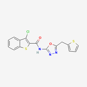 molecular formula C16H10ClN3O2S2 B2379826 3-氯-N-(5-(噻吩-2-基甲基)-1,3,4-恶二唑-2-基)苯并[b]噻吩-2-甲酰胺 CAS No. 1049195-41-6