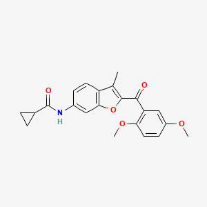 molecular formula C22H21NO5 B2379832 N-[2-(2,5-二甲氧基苯甲酰)-3-甲基-1-苯并呋喃-6-基]环丙烷甲酰胺 CAS No. 921167-75-1