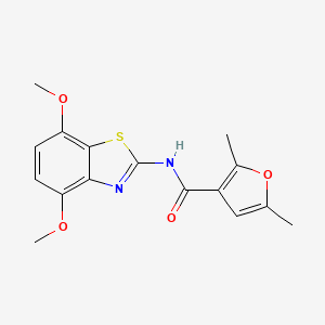 molecular formula C16H16N2O4S B2379833 N-(4,7-dimethoxybenzo[d]thiazol-2-yl)-2,5-dimethylfuran-3-carboxamide CAS No. 1170041-92-5