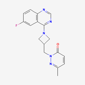 molecular formula C17H16FN5O B2379836 2-{[1-(6-Fluoroquinazolin-4-yl)azetidin-3-yl]methyl}-6-methyl-2,3-dihydropyridazin-3-one CAS No. 2200930-12-5