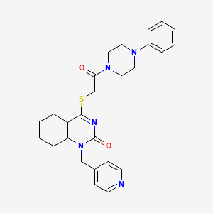 molecular formula C26H29N5O2S B2379846 4-((2-oxo-2-(4-phenylpiperazin-1-yl)ethyl)thio)-1-(pyridin-4-ylmethyl)-5,6,7,8-tetrahydroquinazolin-2(1H)-one CAS No. 899957-47-2