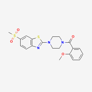 molecular formula C20H21N3O4S2 B2379847 (2-Methoxyphenyl)(4-(6-(methylsulfonyl)benzo[d]thiazol-2-yl)piperazin-1-yl)methanone CAS No. 941962-12-5