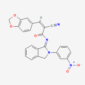 (Z)-3-(1,3-Benzodioxol-5-yl)-2-cyano-N-[2-(3-nitrophenyl)-3H-isoindol-1-ylidene]prop-2-enamide