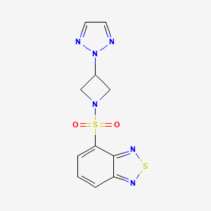 molecular formula C11H10N6O2S2 B2379869 4-((3-(2H-1,2,3-triazol-2-yl)azetidin-1-yl)sulfonyl)benzo[c][1,2,5]thiadiazole CAS No. 2176270-16-7