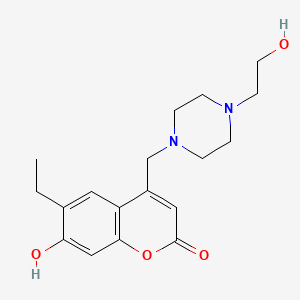 molecular formula C18H24N2O4 B2379878 6-Ethyl-7-hydroxy-4-[[4-(2-hydroxyethyl)-1-piperazinyl]methyl]-1-benzopyran-2-one CAS No. 896811-60-2