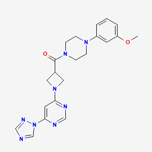 molecular formula C21H24N8O2 B2379880 (1-(6-(1H-1,2,4-triazol-1-yl)pyrimidin-4-yl)azetidin-3-yl)(4-(3-methoxyphenyl)piperazin-1-yl)methanone CAS No. 2034230-79-8
