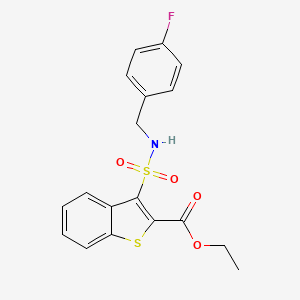 molecular formula C18H16FNO4S2 B2379888 Ethyl 3-{[(4-fluorobenzyl)amino]sulfonyl}-1-benzothiophene-2-carboxylate CAS No. 941962-39-6
