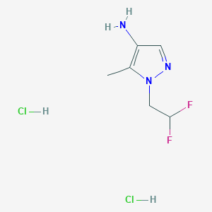 molecular formula C6H11Cl2F2N3 B2379894 1-(2,2-Difluoroethyl)-5-methylpyrazol-4-amine;dihydrochloride CAS No. 2344680-28-8