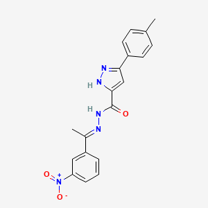 molecular formula C19H17N5O3 B2379926 3-(4-methylphenyl)-N-[(E)-1-(3-nitrophenyl)ethylideneamino]-1H-pyrazole-5-carboxamide CAS No. 1309680-37-2