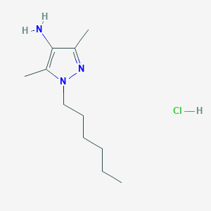 molecular formula C11H22ClN3 B2379927 1-hexyl-3,5-dimethyl-1H-pyrazol-4-amine hydrochloride CAS No. 1245569-78-1