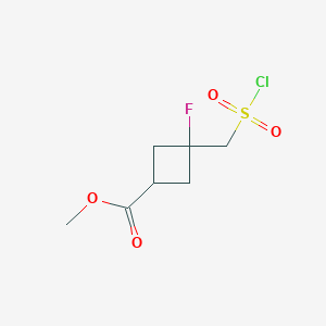 molecular formula C7H10ClFO4S B2379931 Methyl 3-[(chlorosulfonyl)methyl]-3-fluorocyclobutane-1-carboxylate CAS No. 1807939-06-5