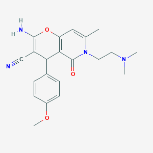 molecular formula C21H24N4O3 B2379934 2-amino-6-(2-(dimethylamino)ethyl)-4-(4-methoxyphenyl)-7-methyl-5-oxo-5,6-dihydro-4H-pyrano[3,2-c]pyridine-3-carbonitrile CAS No. 840458-81-3