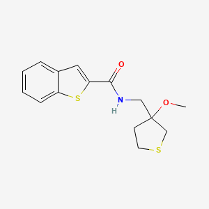 molecular formula C15H17NO2S2 B2379947 N-((3-methoxytetrahydrothiophen-3-yl)methyl)benzo[b]thiophene-2-carboxamide CAS No. 2034410-48-3