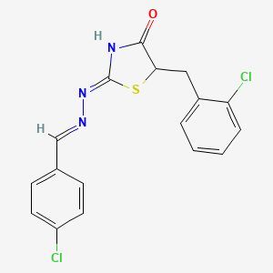 molecular formula C17H13Cl2N3OS B2379948 (Z)-5-(2-chlorobenzyl)-2-((E)-(4-chlorobenzylidene)hydrazono)thiazolidin-4-one CAS No. 461693-55-0