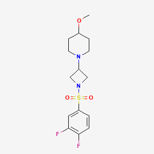 molecular formula C15H20F2N2O3S B2379955 1-(1-((3,4-二氟苯基)磺酰基)氮杂环丁-3-基)-4-甲氧基哌啶 CAS No. 2034490-50-9